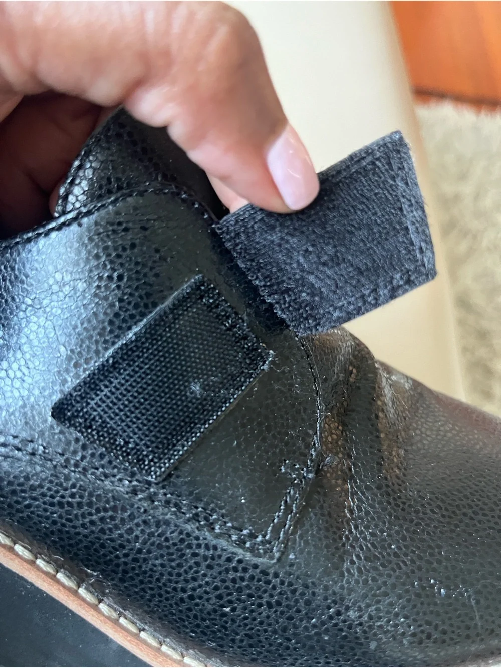 Eileen Fisher Black Zola Wedge Oxford Pebbled Leather  Loafers